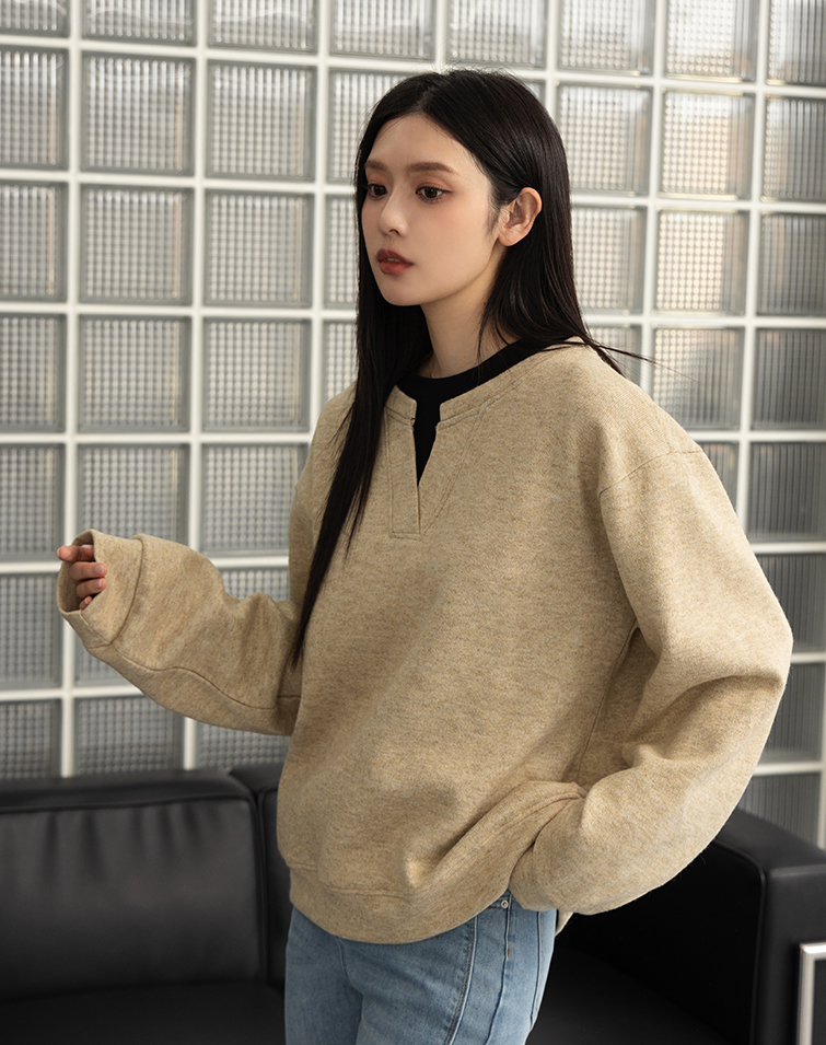 FAUX-LAYER COLORBLOCK KNIT TOP