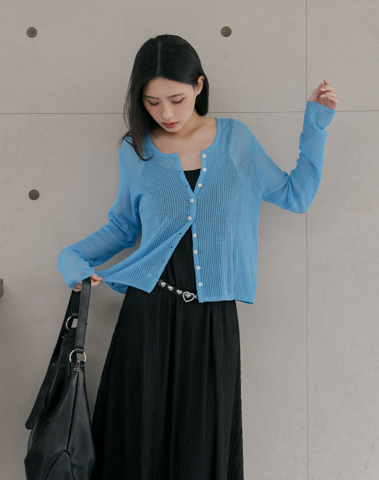 SUMMER SHEER STRIPED BUTTON TOP