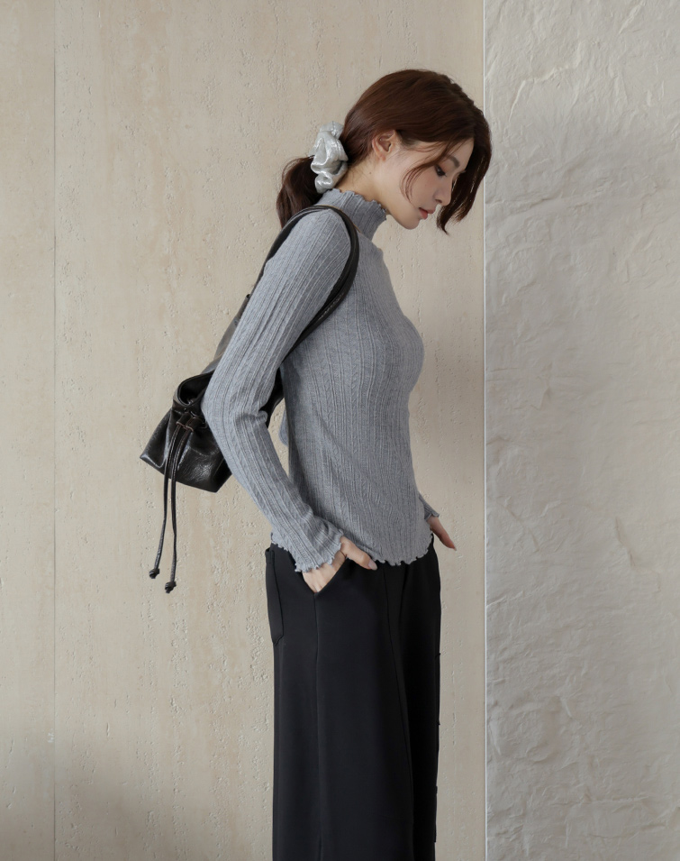 JACQUARD-PATTERN MOCK-NECK TOP