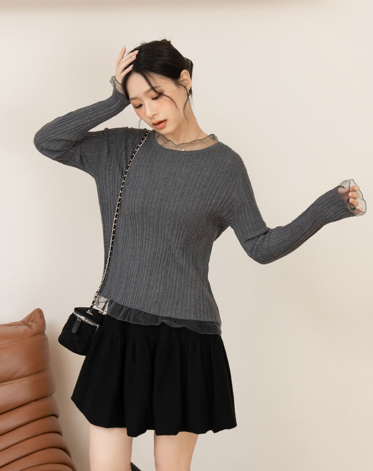Soft Ribbed Mesh-Panel Top