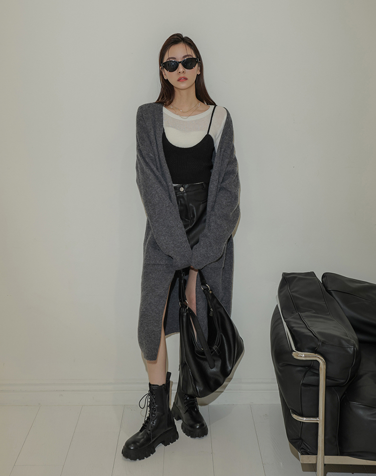 LONG KNIT POCKET CARDIGAN