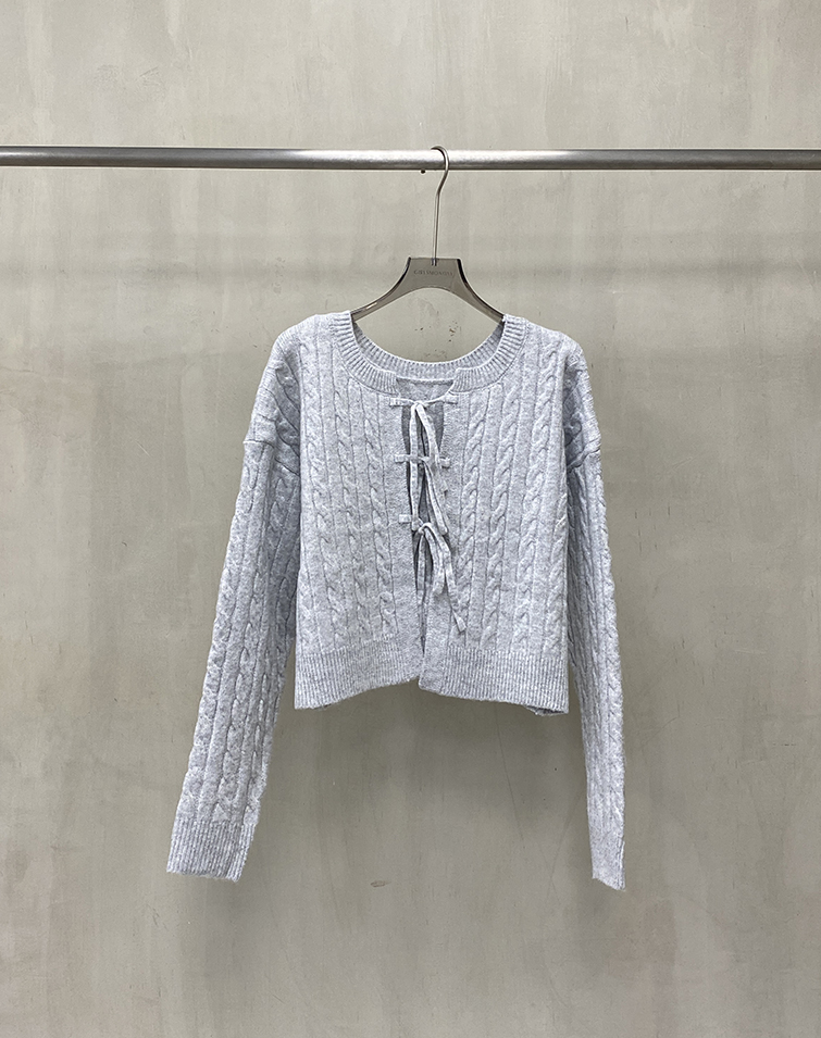 TIE-WAIST CABLE KNIT CARDIGAN