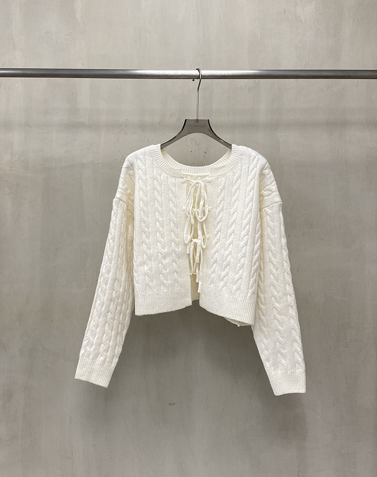 TIE-WAIST CABLE KNIT CARDIGAN