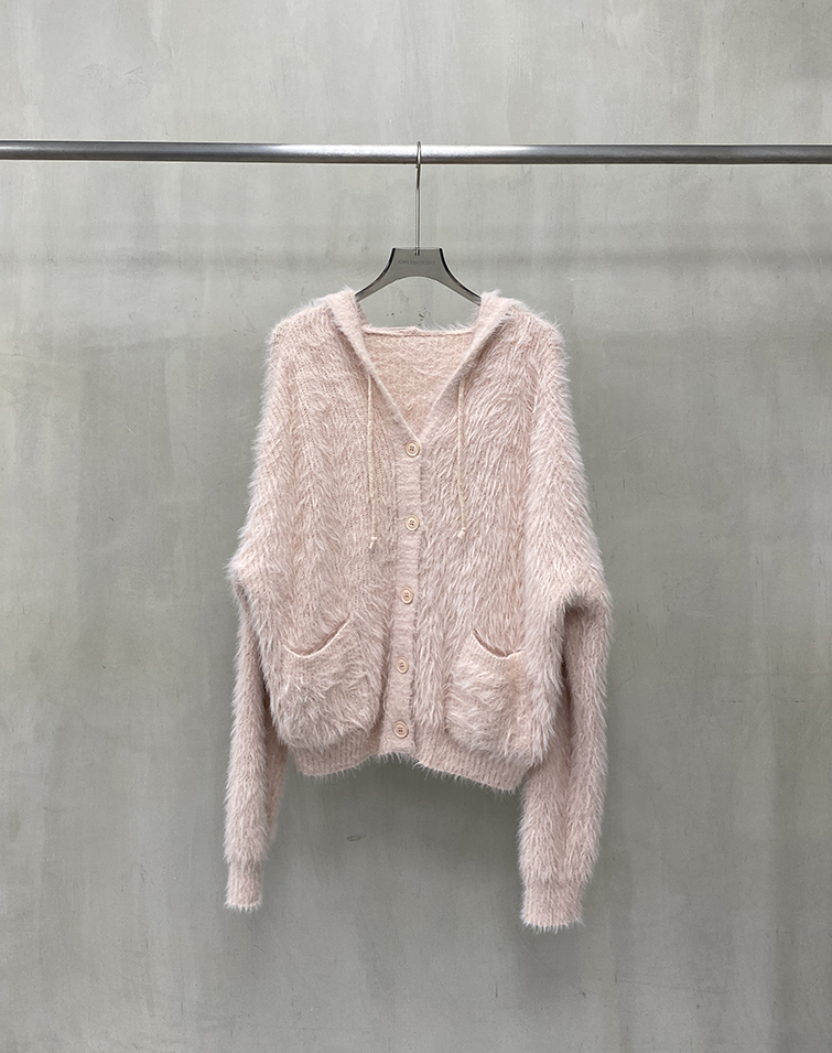 SOFT FUZZY V-NECK KNIT