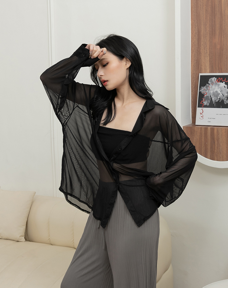 SOFT MESH LAPEL SHIRT