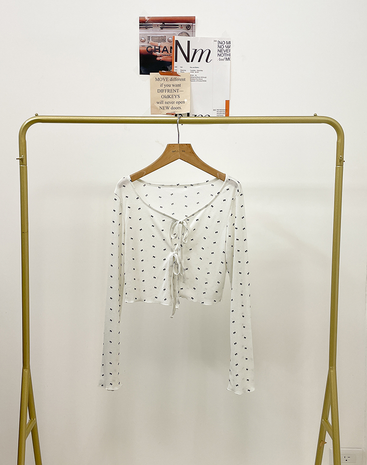 BOW PRINT TIE-FRONT KIMONO JACKET
