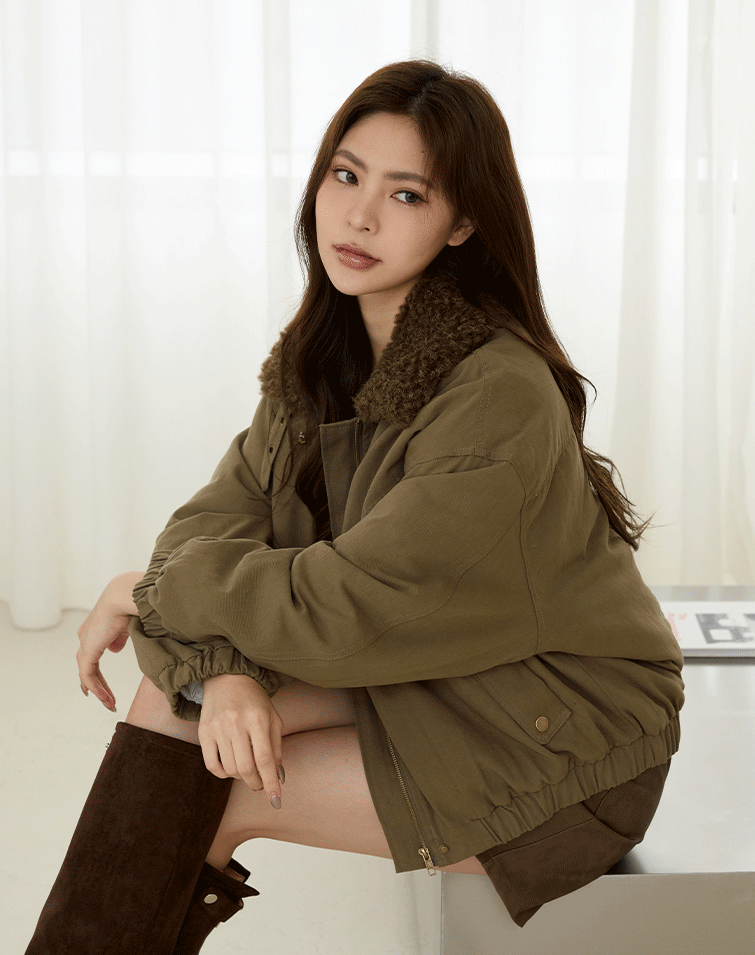 FLEECE-LINED WAIST-DEFINED JACKET