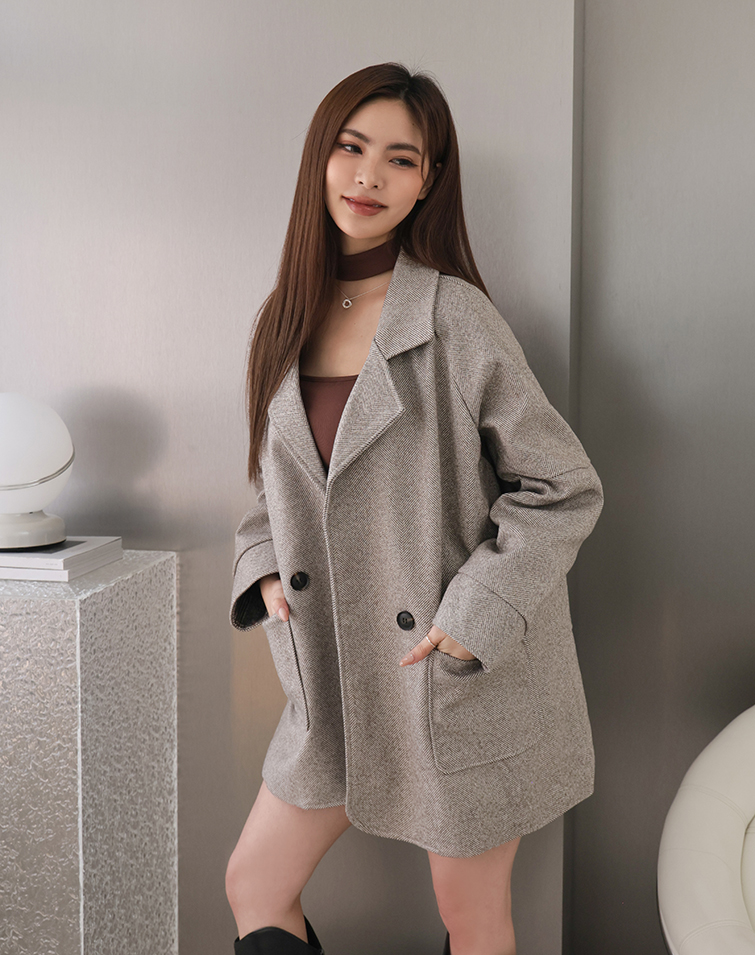 HIGH-END MIXED FABRIC WOOL BLAZER