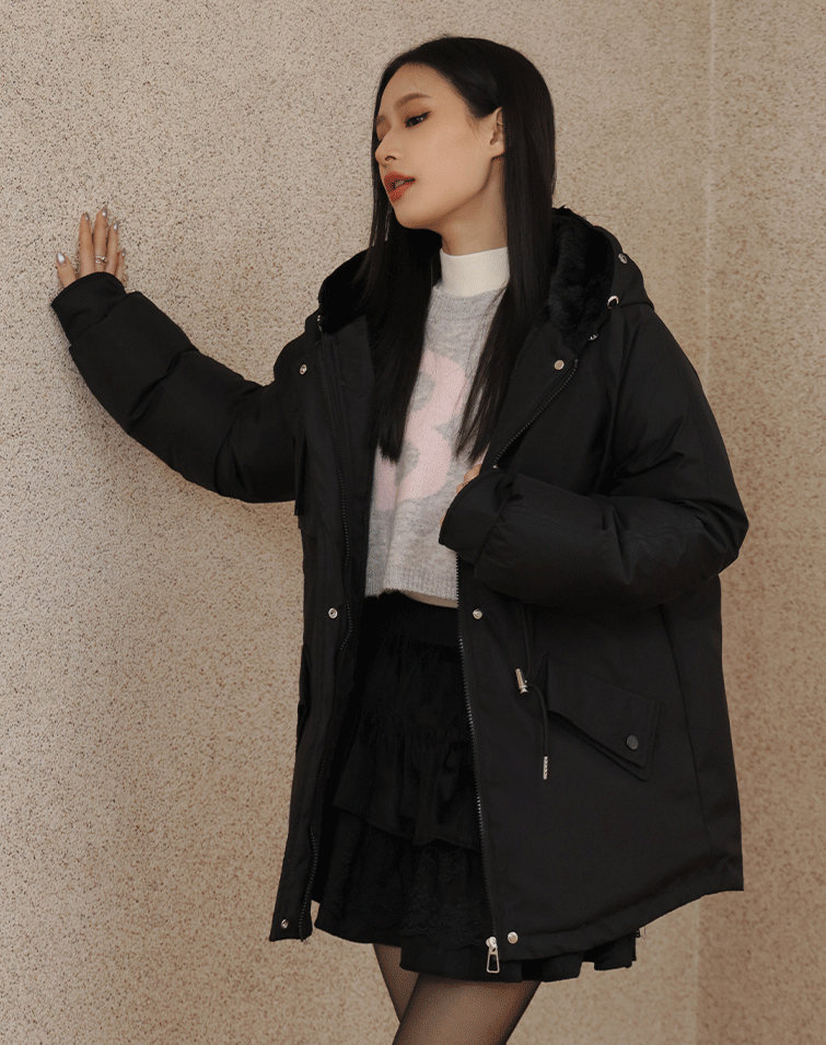 WAISTED WINTER PUFFER JACKET