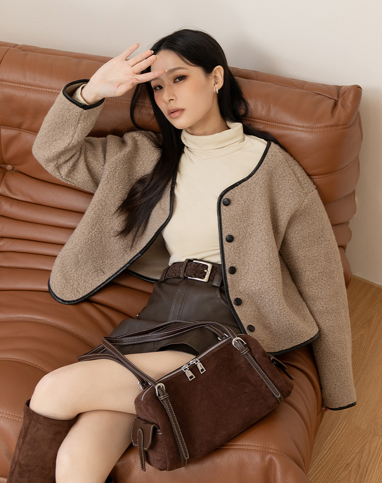 TEDDY-FLEECE BUTTONED JACKET