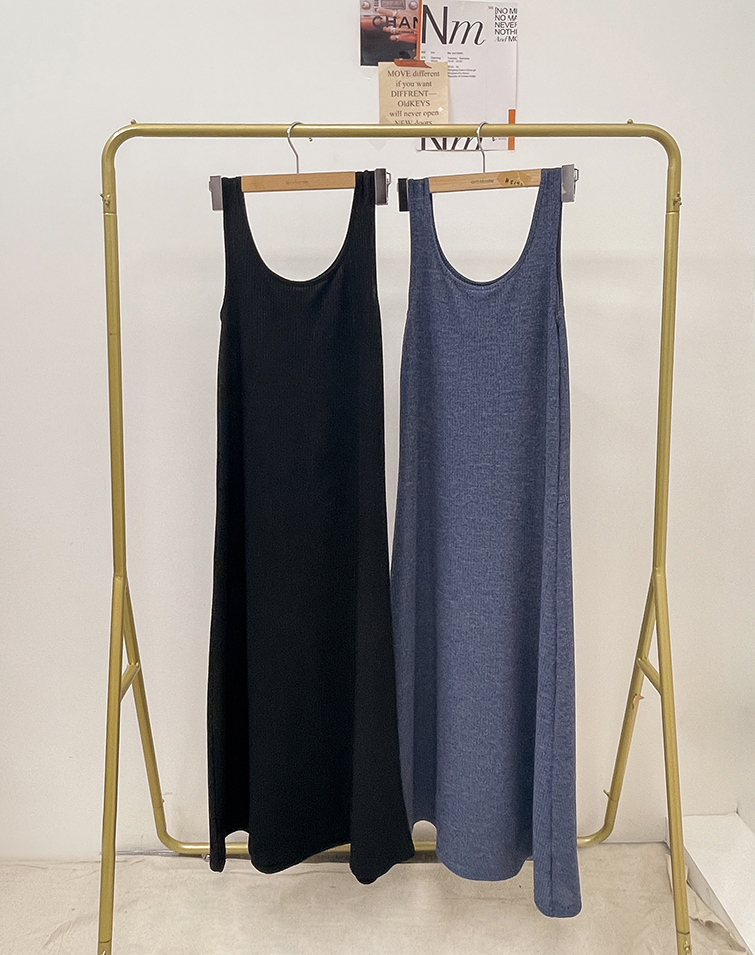 DENIM-TEXTURED MAXI DRESS