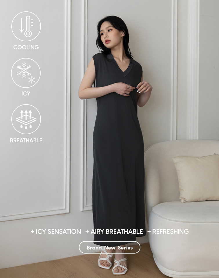 COLLARED OPEN-FRONT SLEEVELESS DRESS