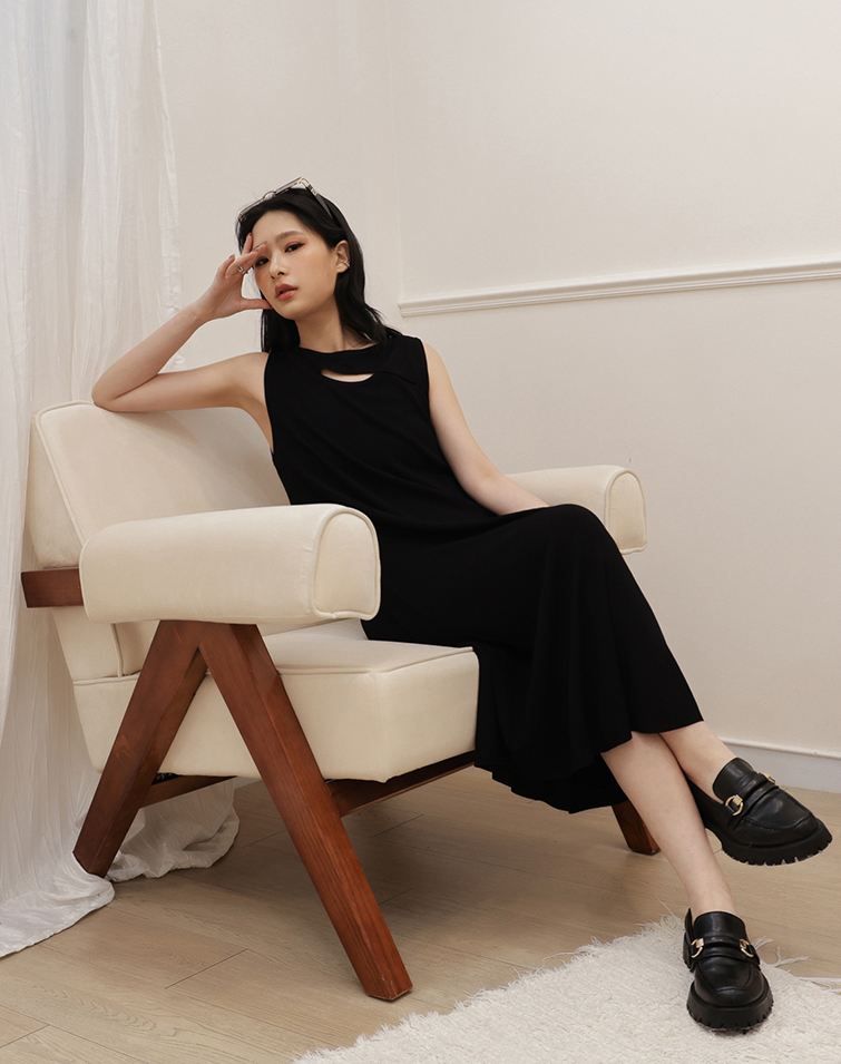 ASYMMETRICAL CUTOUT FRONT TANK DRESS