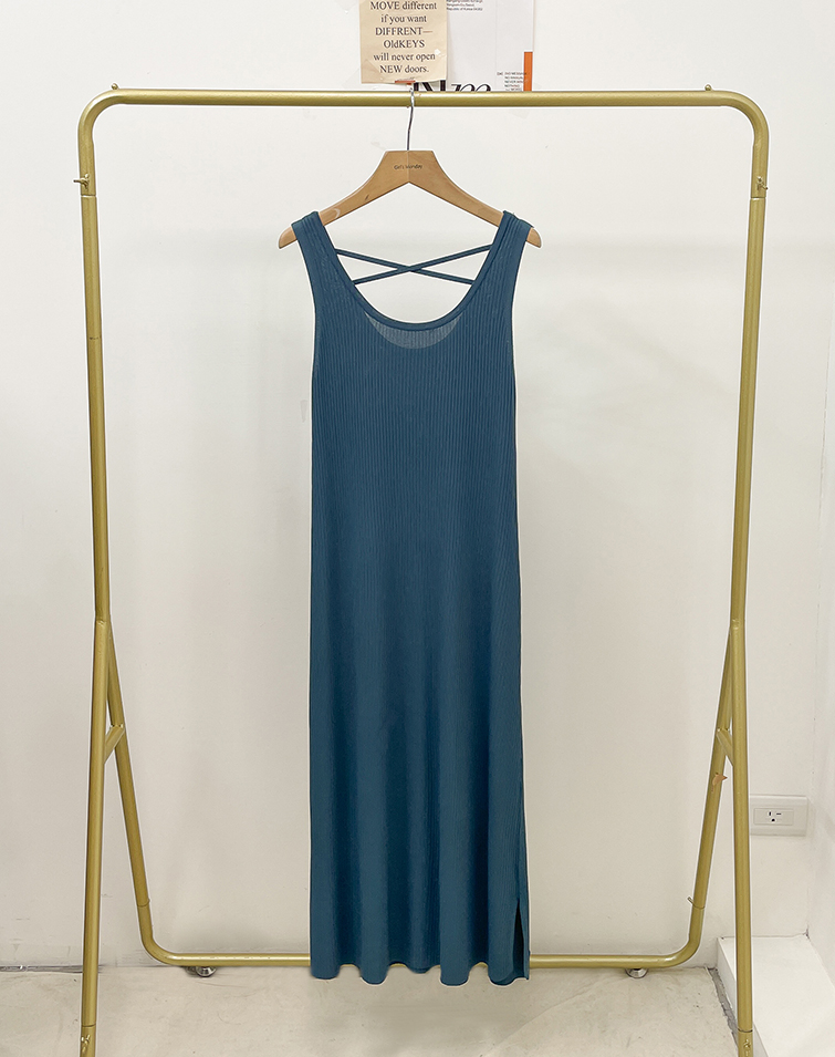 RIBBED TANK DRESS WITH CROSSBACK DETAIL
