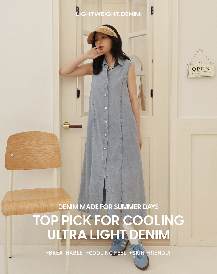 BUTTON-DOWN COLLAR DENIM VEST DRESS