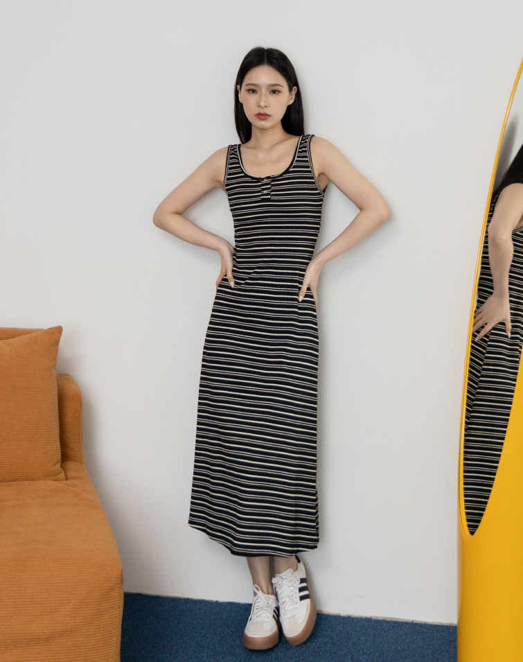 STRIPED SOFT-KNIT TANK DRESS