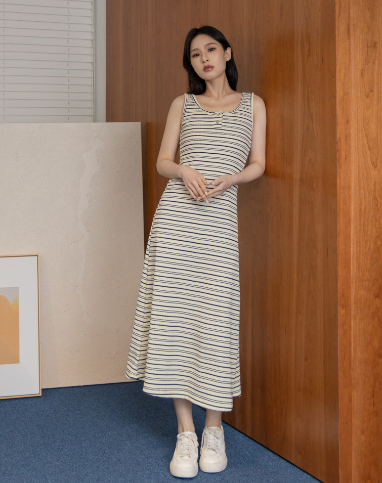 STRIPED SOFT-KNIT TANK DRESS