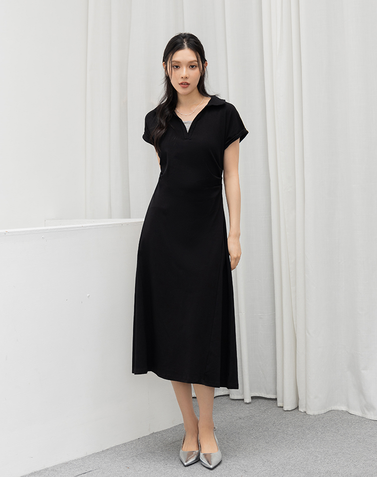 ARM-SLIMMING RUCHED FITTED DRESS