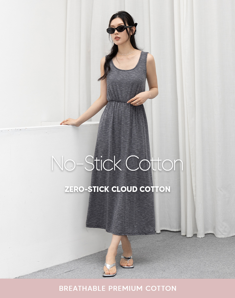 MIT CLOUDY CINCHED U-NECK MAXI