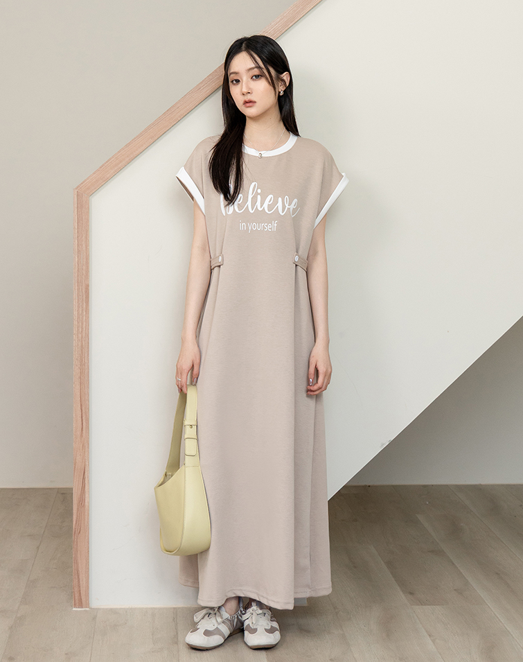 CONTRAST SPACER FLUTTER CINCHED MAXI