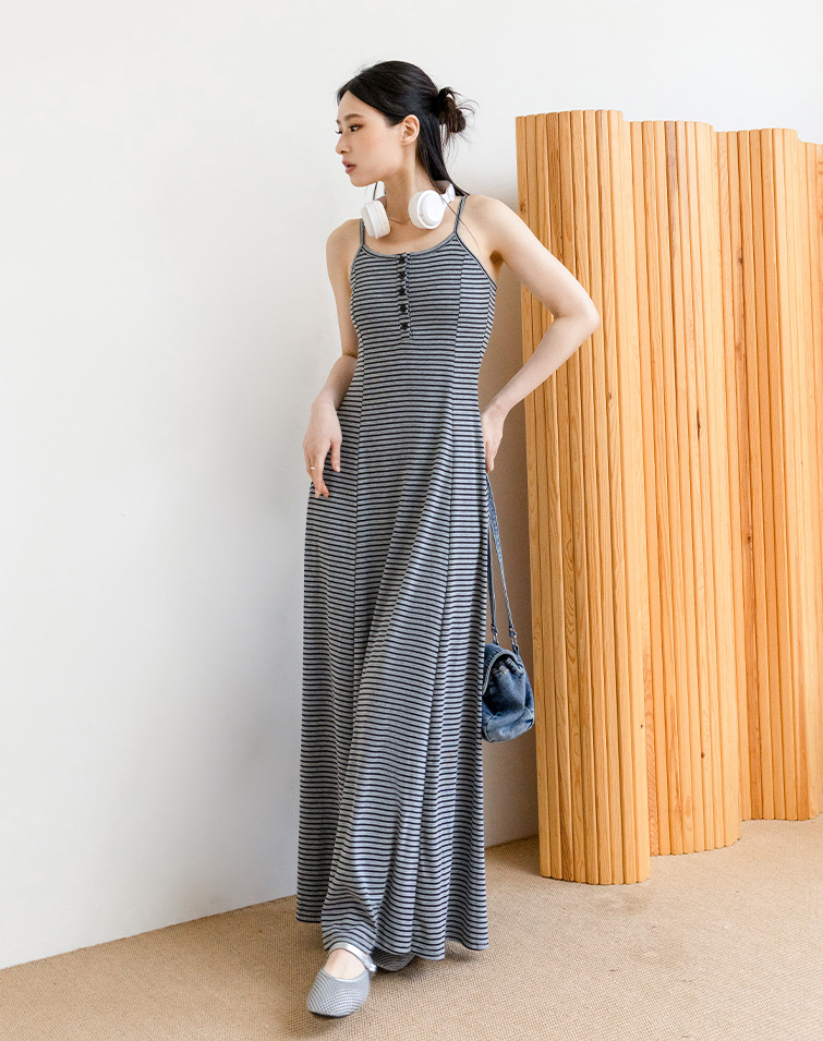 STRIPED HENLEY CAMI DRESS
