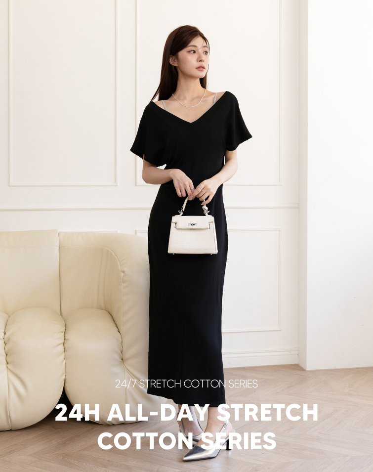 MIT SLIM-FIT V-NECK MAXI DRESS