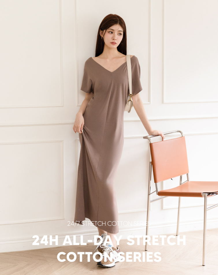 MIT SLIM-FIT V-NECK MAXI DRESS