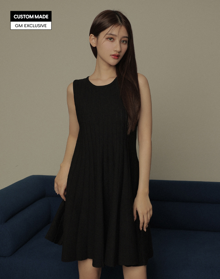 ROUND COLLAR KNIT RIBBED MINI TANK DRESS