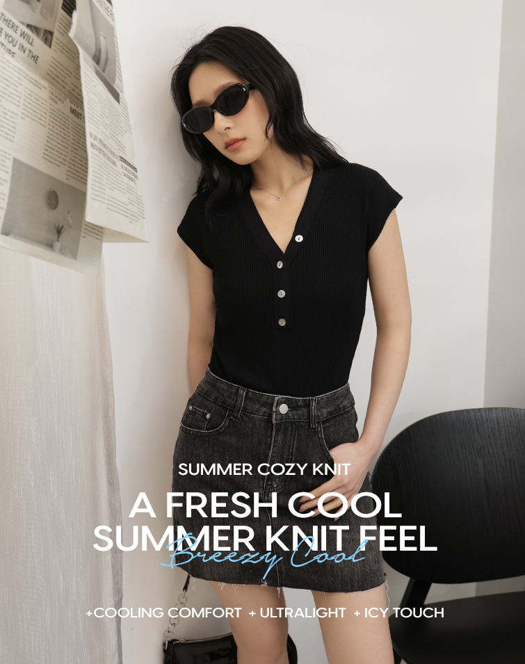 V-NECK OPEN-FRONT COOLING RIBBED TOP
