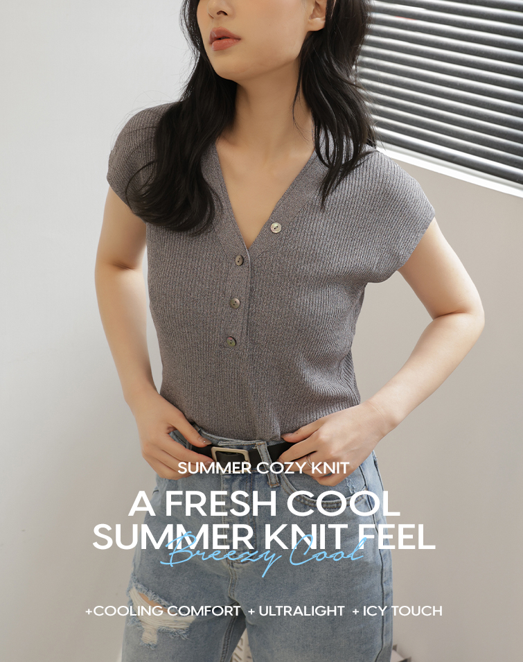 V-NECK OPEN-FRONT COOLING RIBBED TOP