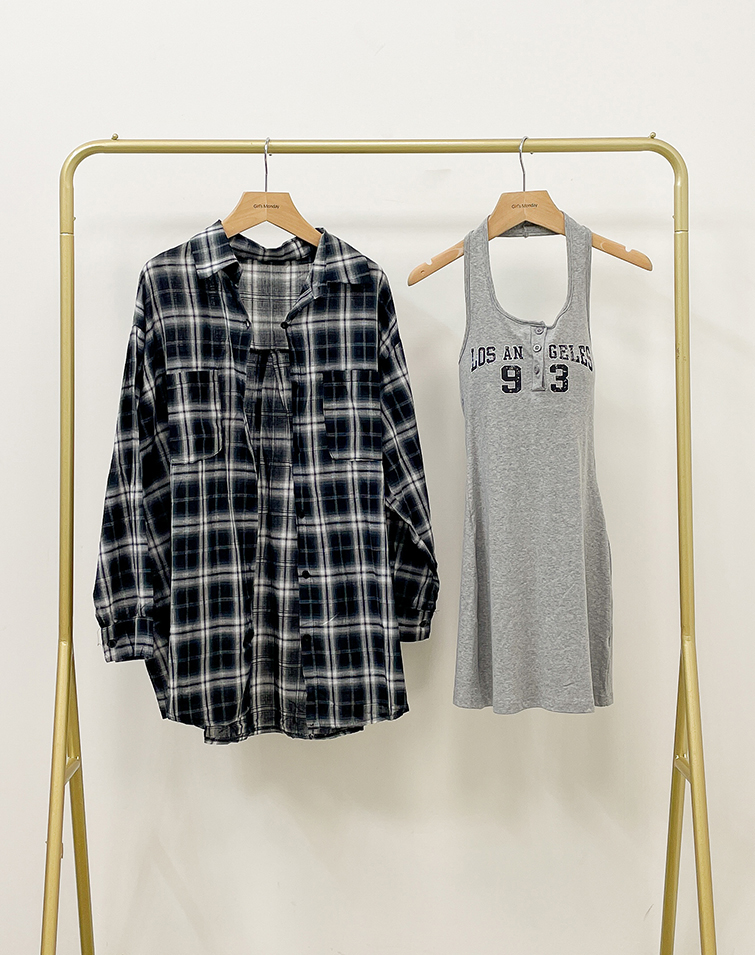 FASHIONABLE PLAID VEST DRESS WITH JACKET