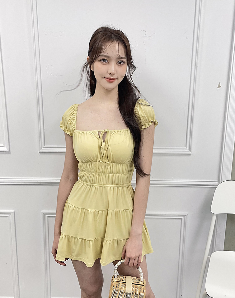 MULTI-WAY TIE-WAIST TIERED MINI DRESS
