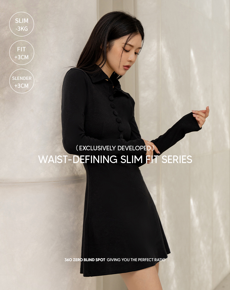 MIT ELEGANT BUTTON DETAIL SLIM DRESS