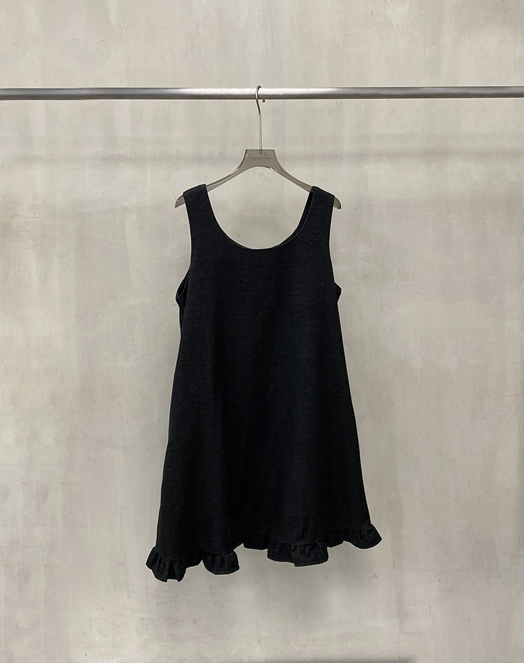 RUFFLE HEM VELVET DRESS