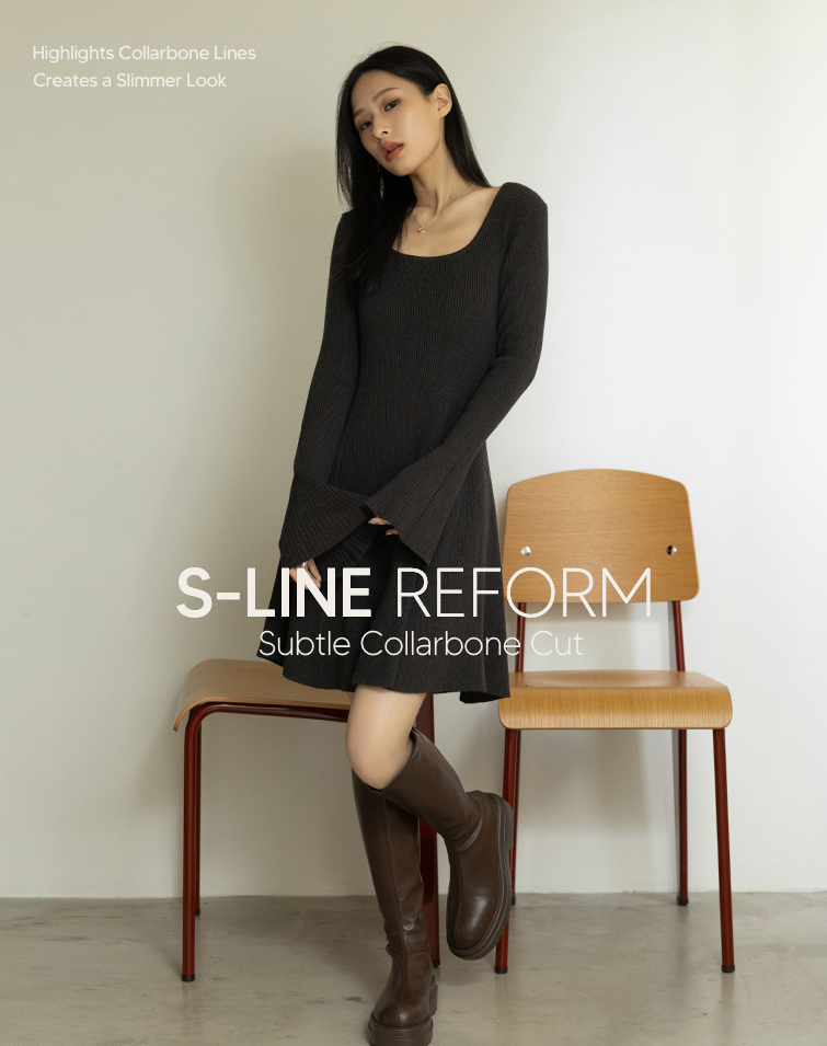 CURVE-FIT U-NECK DRESS