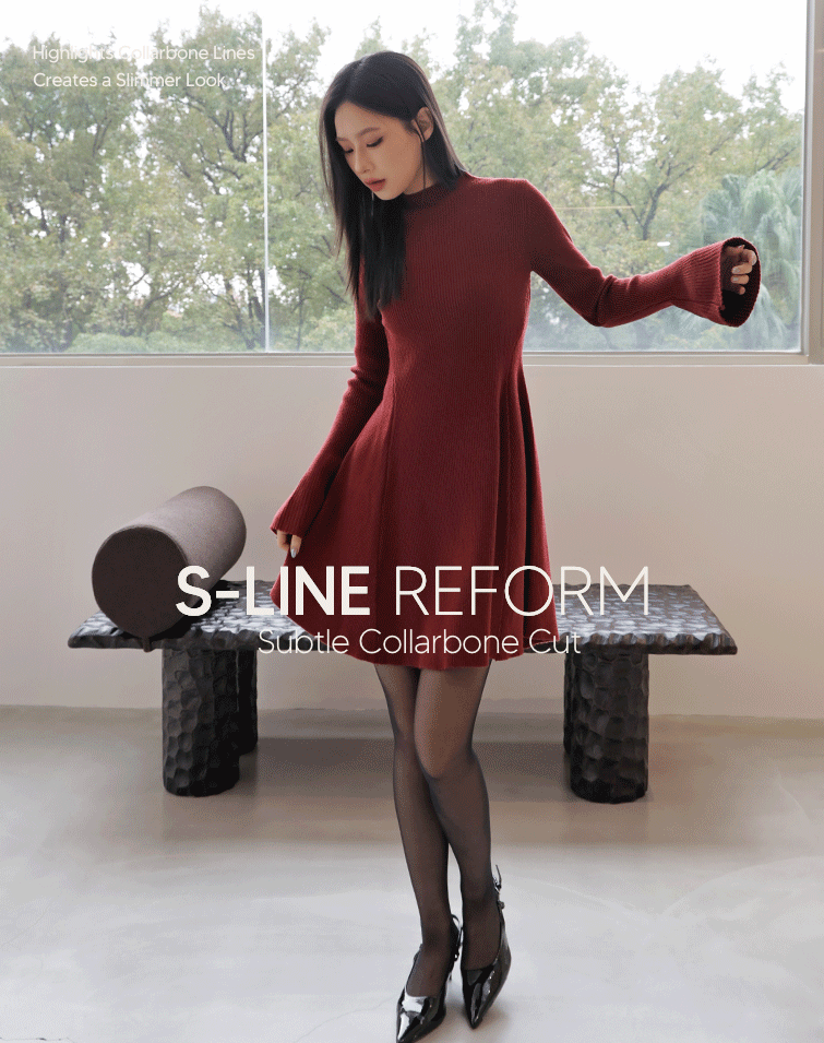 FIGURE-FLATTENING MOCK-NECK DRESS