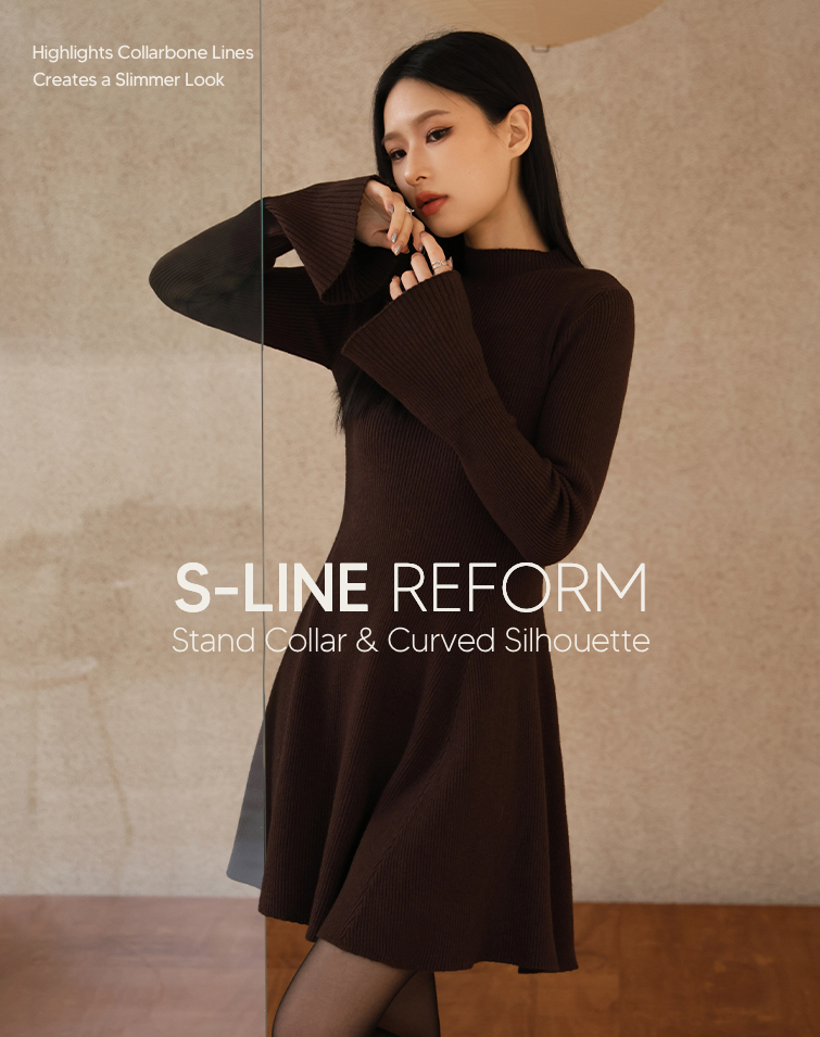 FIGURE-FLATTENING MOCK-NECK DRESS