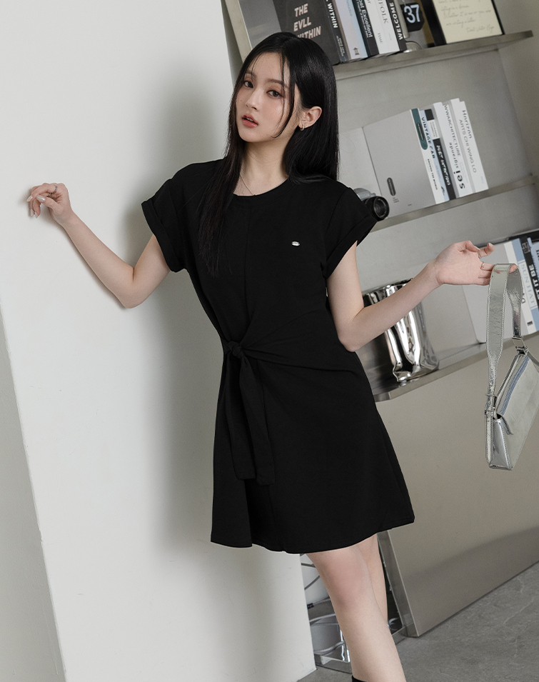 SLIM FIT SIDE TIE RUCHED MINI DRESS