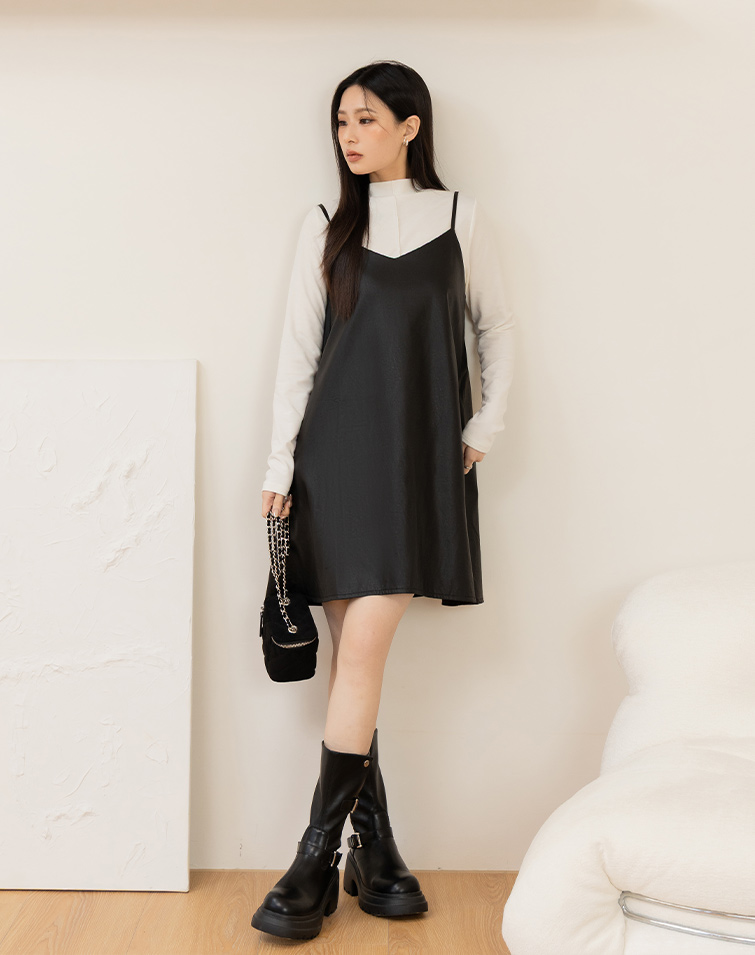 SOFT-LEATHER STRAP DRESS
