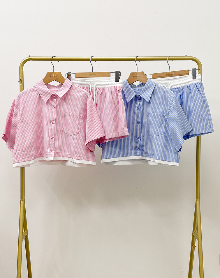 FRESH STRIPED SHORT-SLEEVE SET
