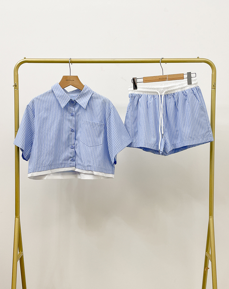 FRESH STRIPED SHORT-SLEEVE SET