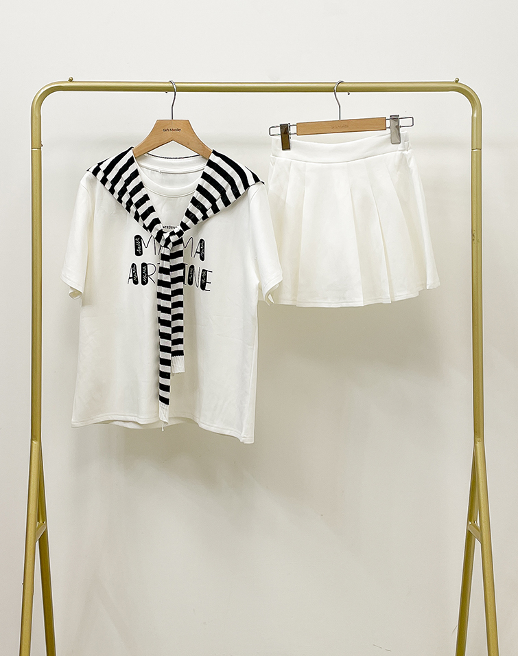 PREPPY STRIPED CAPE TOP SET