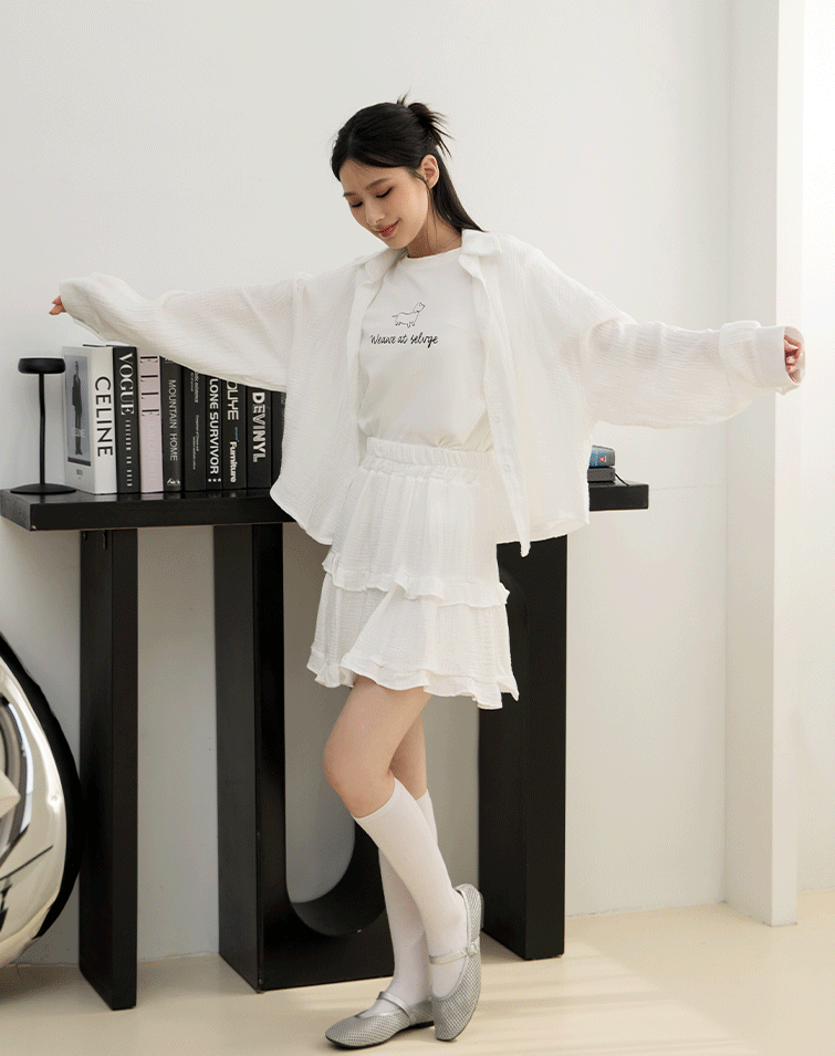 SWEET BUBBLE TEXTURED SKIRT SET