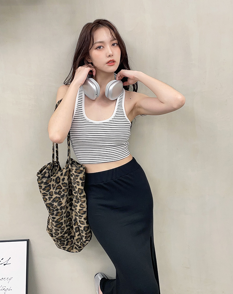 COLORBLOCK STRIPED BRA TOP WITH MAXI SKIRT SET