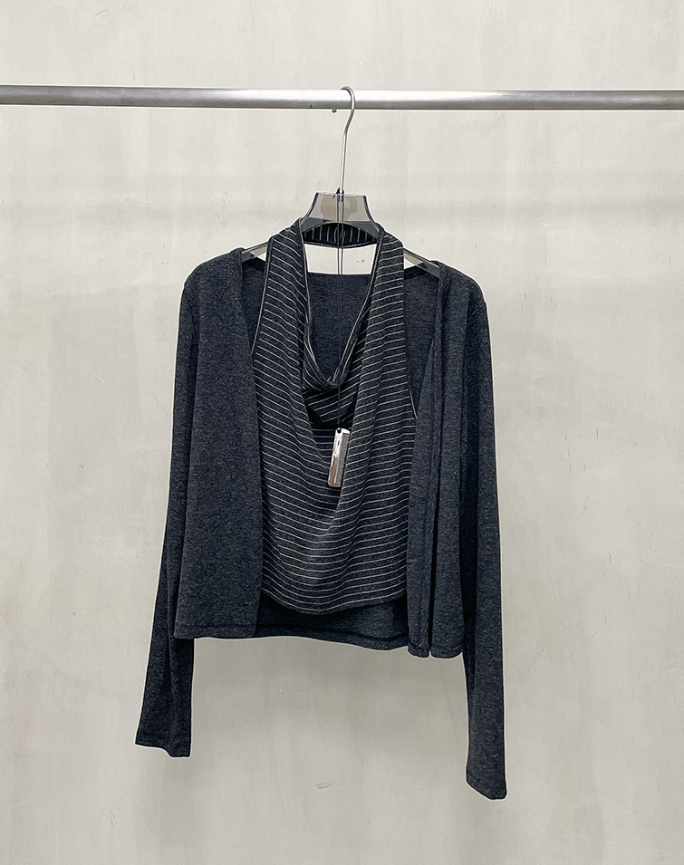 CASUAL STRIPED LAYERED TWO PIECE TOP