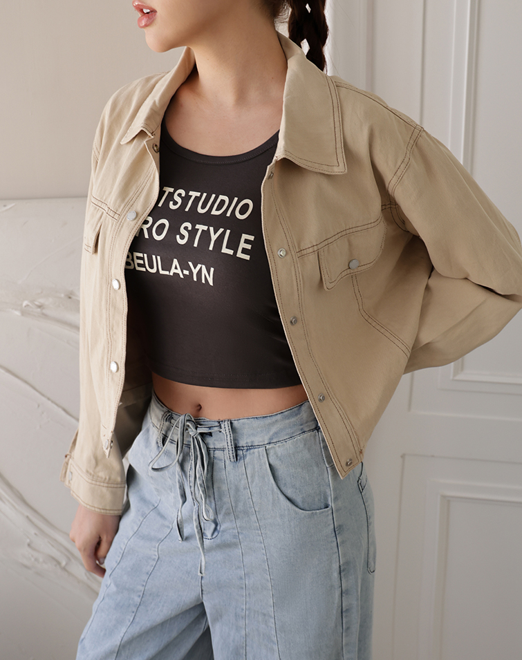 AMERICAN LETTER PRINT DENIM SET