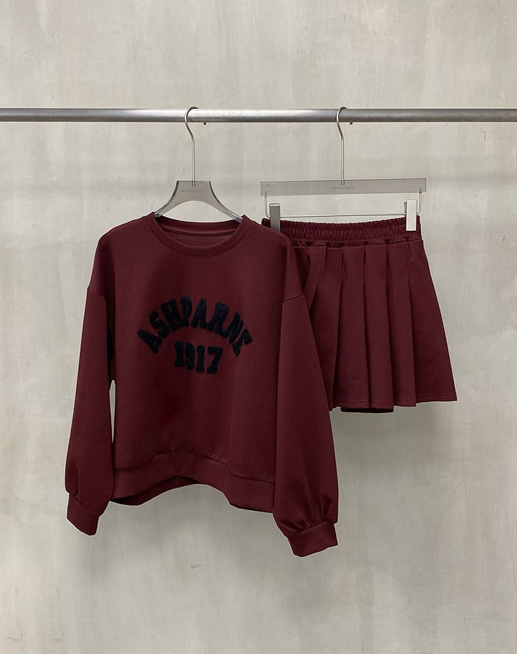 PREPPY LETTER PLEATED SKIRT SET