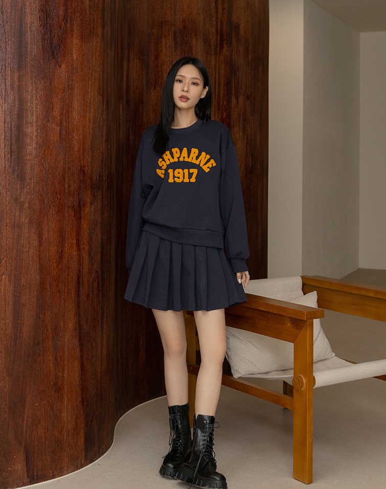 PREPPY LETTER PLEATED SKIRT SET