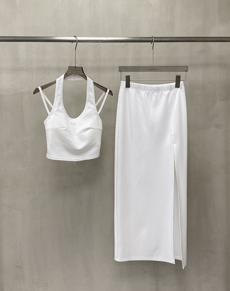 MINIMALIST HALTER BRA TOP WITH LONG SKIRT SET