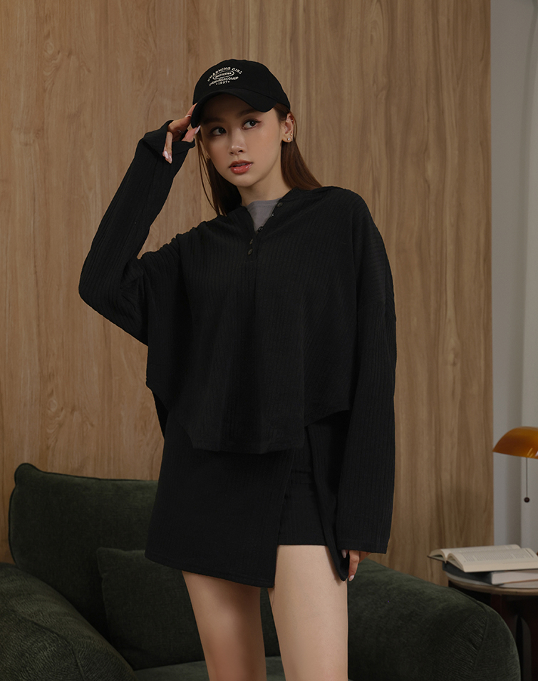 CASUAL CHIC HOODED SKIRT SET